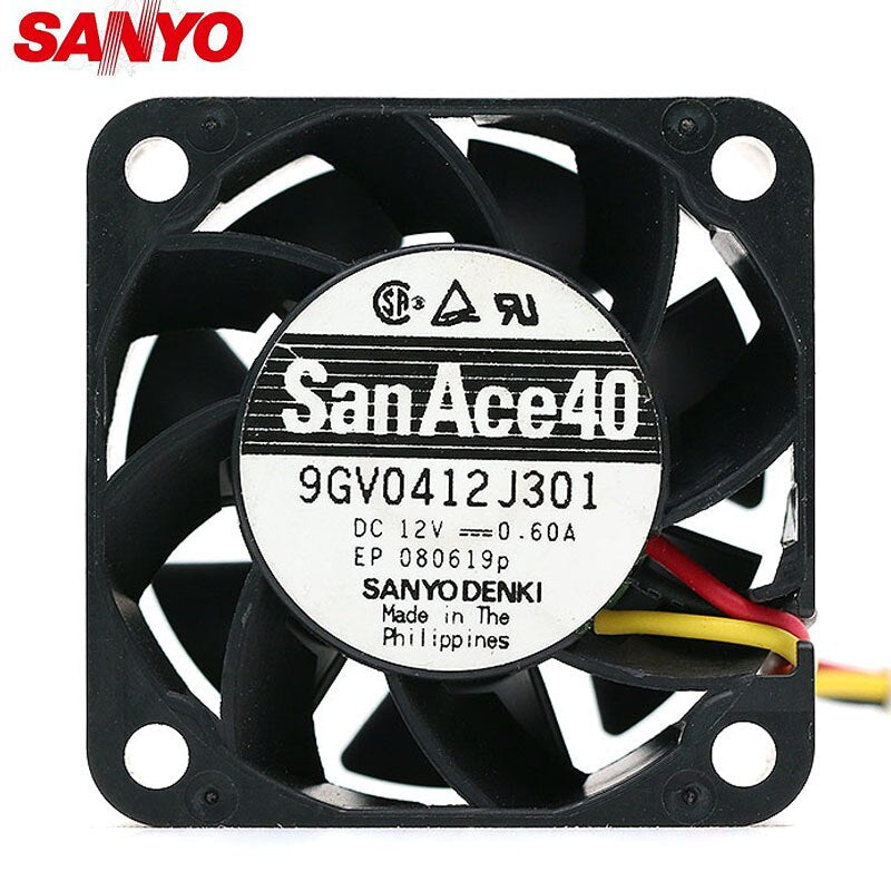 Sanyo 9GV0412J301 12V DC 40x40x28mm Brushless Cooling Fan