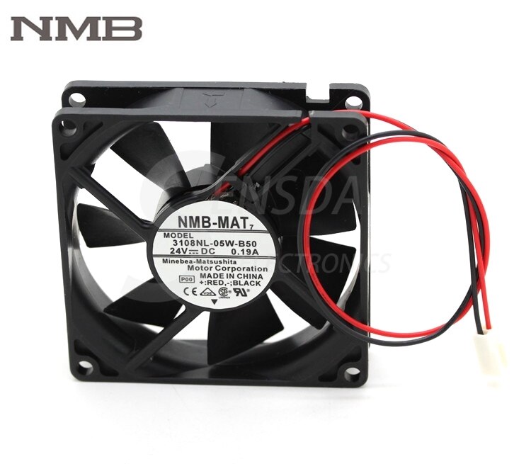 NMB 3108NL-05W-B50 80x80x25mm 24V DC 0.22A 3-Wire Axial Cooling Fan