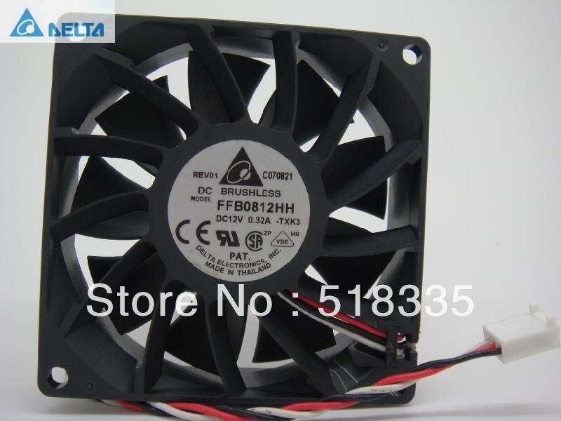 Delta FFB0812HH 80x80x25.4mm 12V DC 0.32A Axial Cooling Fan