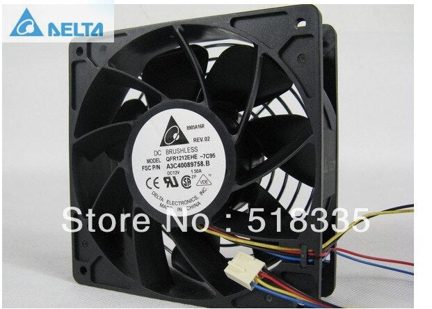 Delta QFR1212EHE-F00 120x120x38mm 12V DC 1.00A Axial Cooling Fan