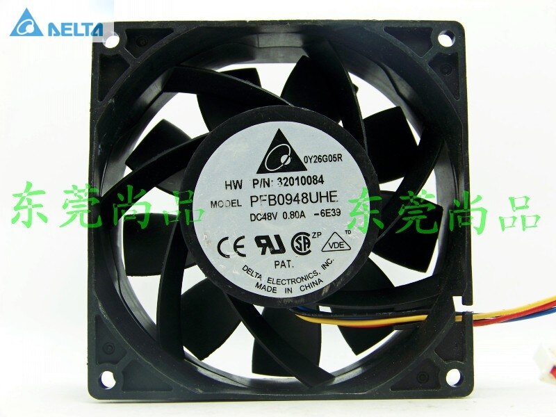 Delta PFB0948UHE 92x92x38mm 48V DC 0.80A Axial Cooling Fan