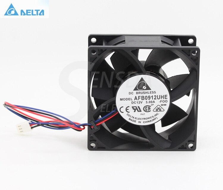 Delta AFB0912UHE-AF00 92x92x38mm 12V DC 2.50A 3-Wire Axial Cooling Fan