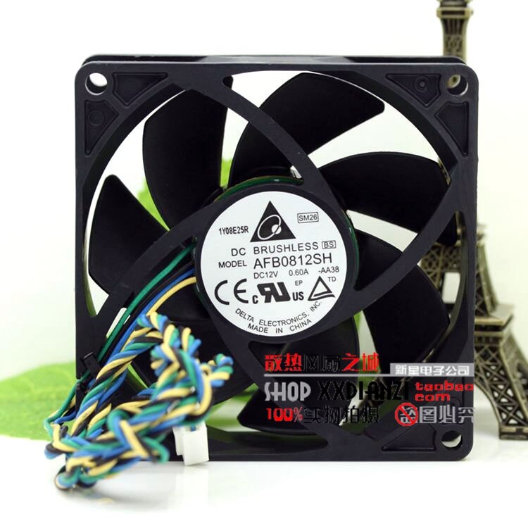 Delta AFB0812SH 80x80x25mm 12V DC 0.6A 4-Wire Axial Cooling Fan