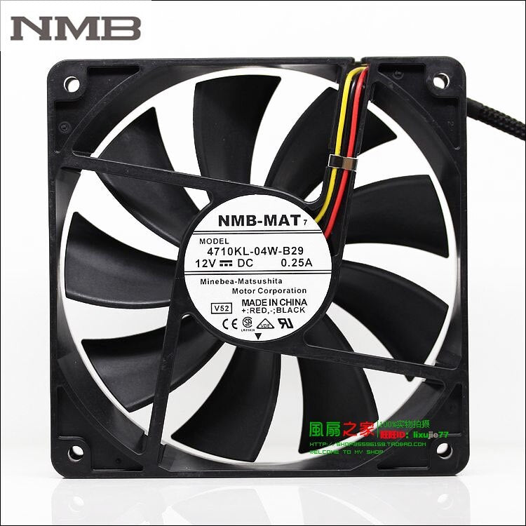 NMB 4710KL-04W-B29 120x120x25mm 12V DC 0.25A Axial Cooling Fan