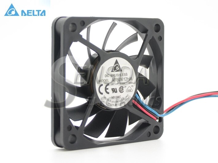 Delta AFB0612HA 60x60x10mm 12V DC 0.22A 3-Wire Axial Cooling Fan