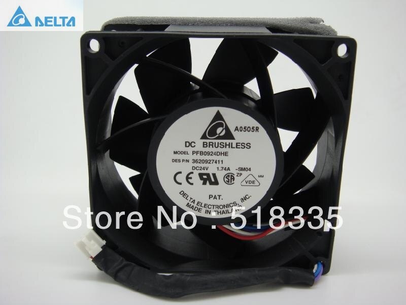 Delta PFB0924DHE 92x92x38mm 24V DC 1.74A 4-Wire Axial Cooling Fan