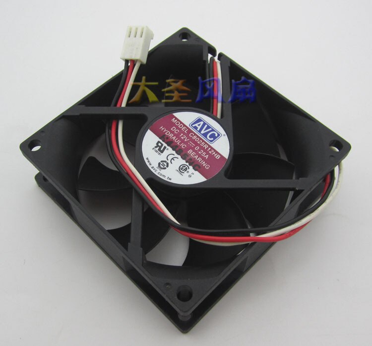AVC C8025R12HB 80x80x25mm 12V DC 0.25A Axial Cooling Fan