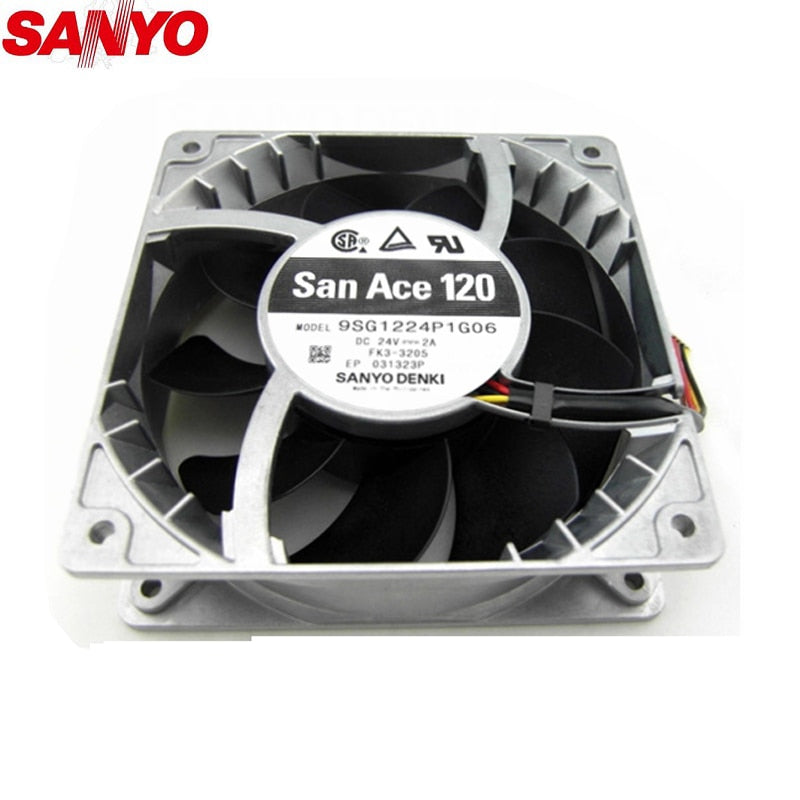 Sanyo Denki 9SG1224P1G06 119x119x38mm 24V DC Axial Cooling Fan