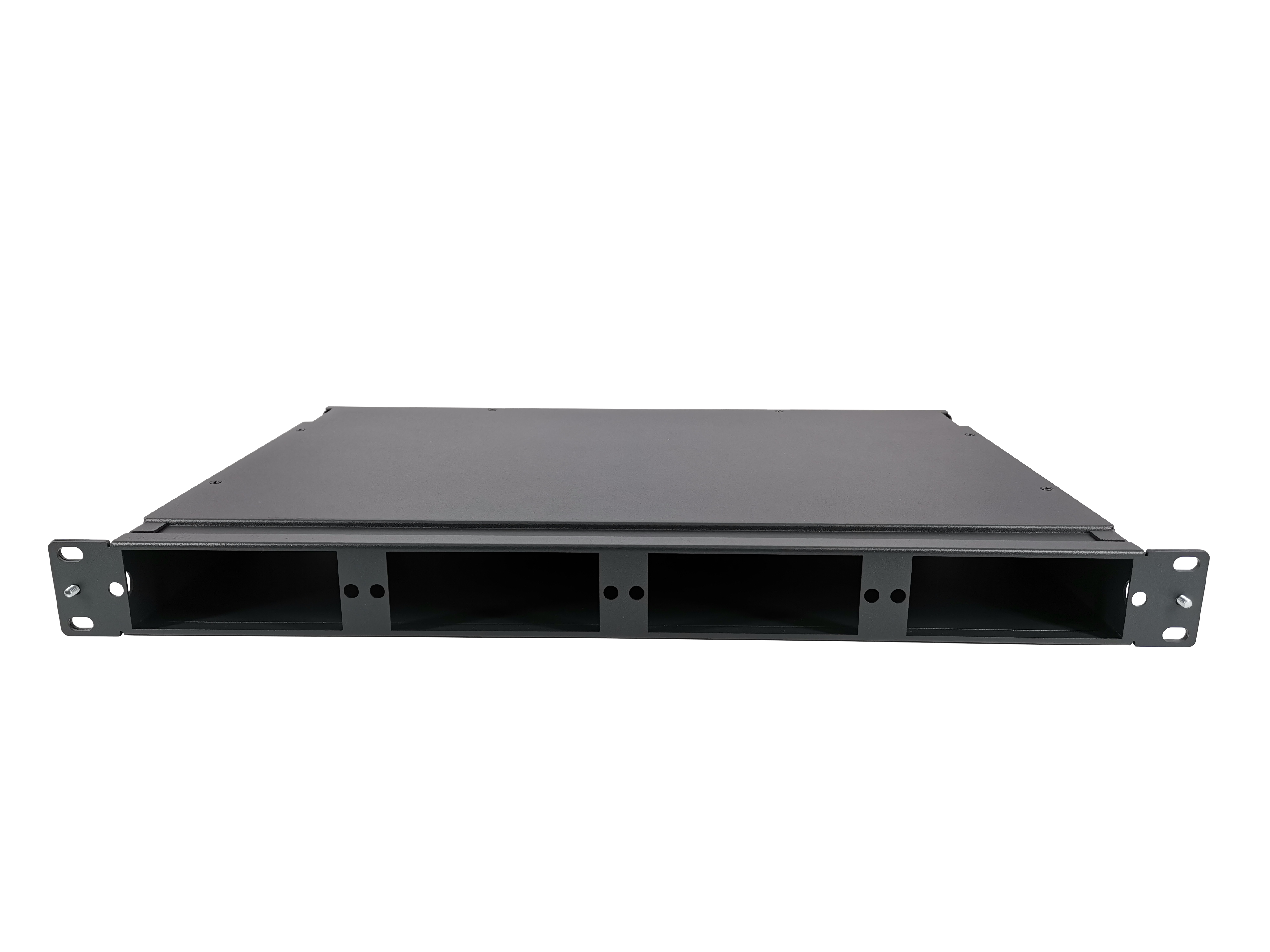 FHD High Density 1U Rack Mount Enclosure Unloaded, Tool-less Removable Top Cover, Holds up to 4 x FHD Cassettes or Panels, 144 Fibers (LC), FHD-1UFMT-N