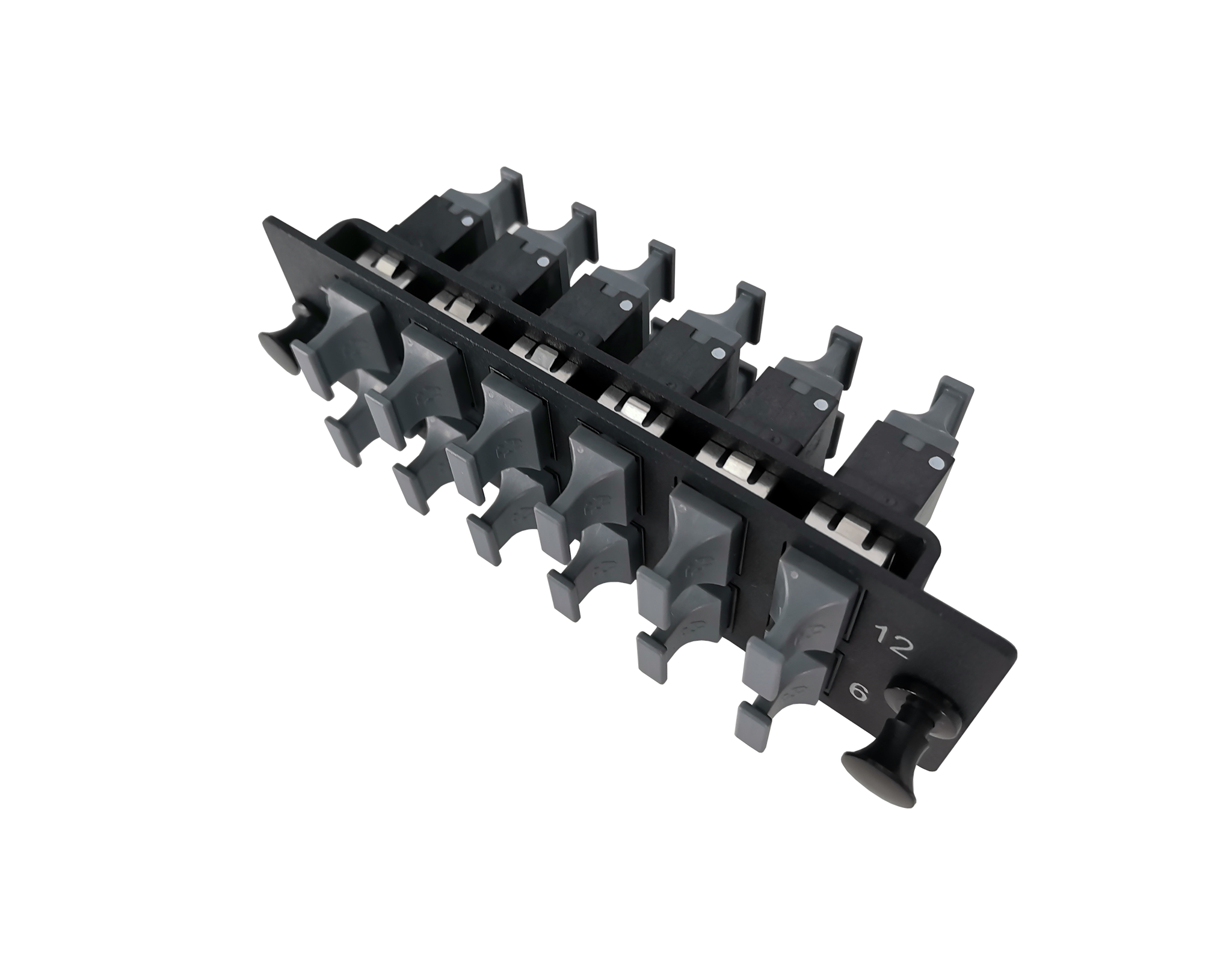 FHD Fiber Adapter Panel, OS2/OM3/OM4, 12x MTP? Key Up to Key Down (Black) Adapter, Ceramic Sleeve