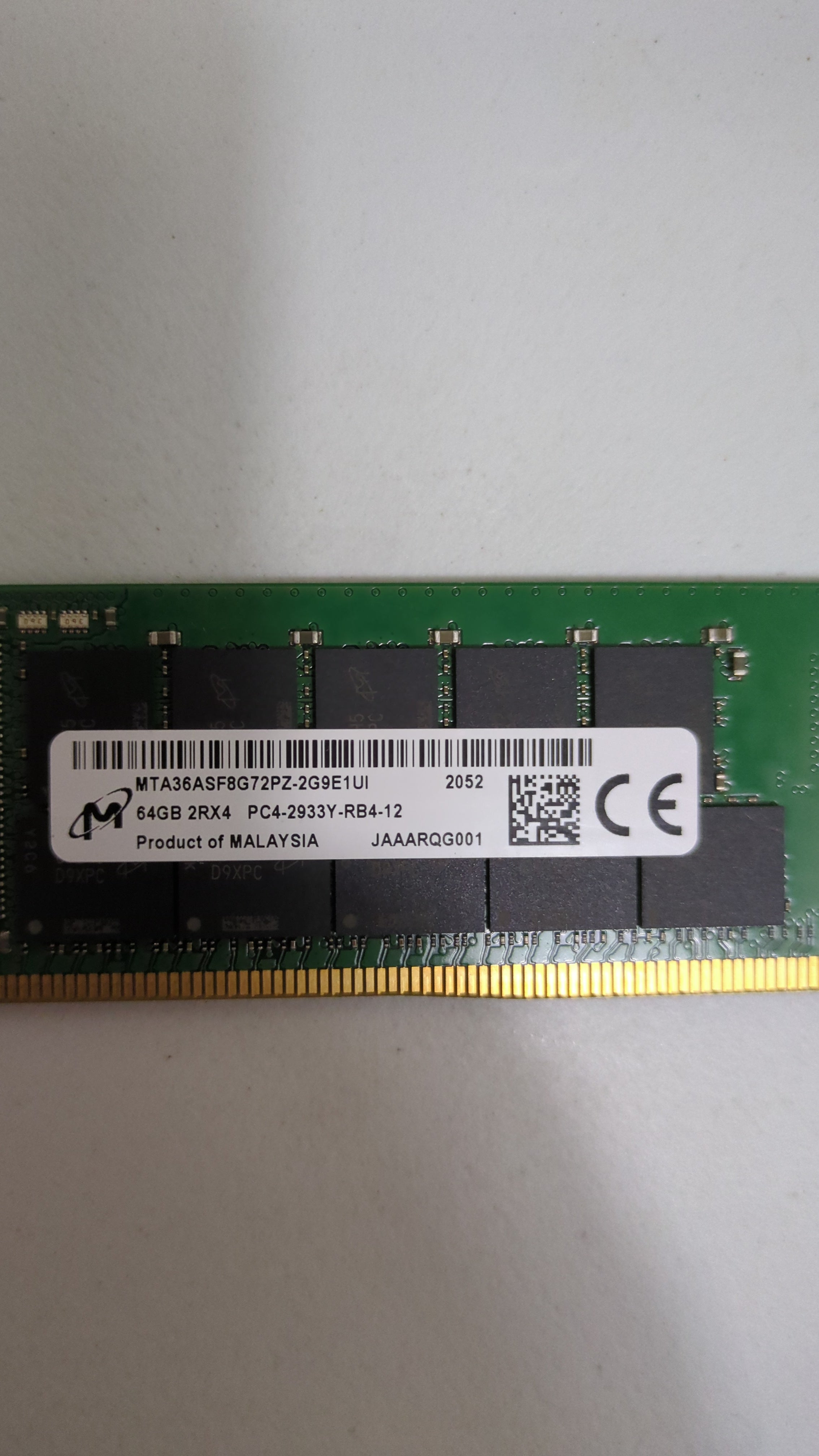 Micron MTA36ASF8G72PZ 64GB RDIMM - Label View | Alo Tech Solutions