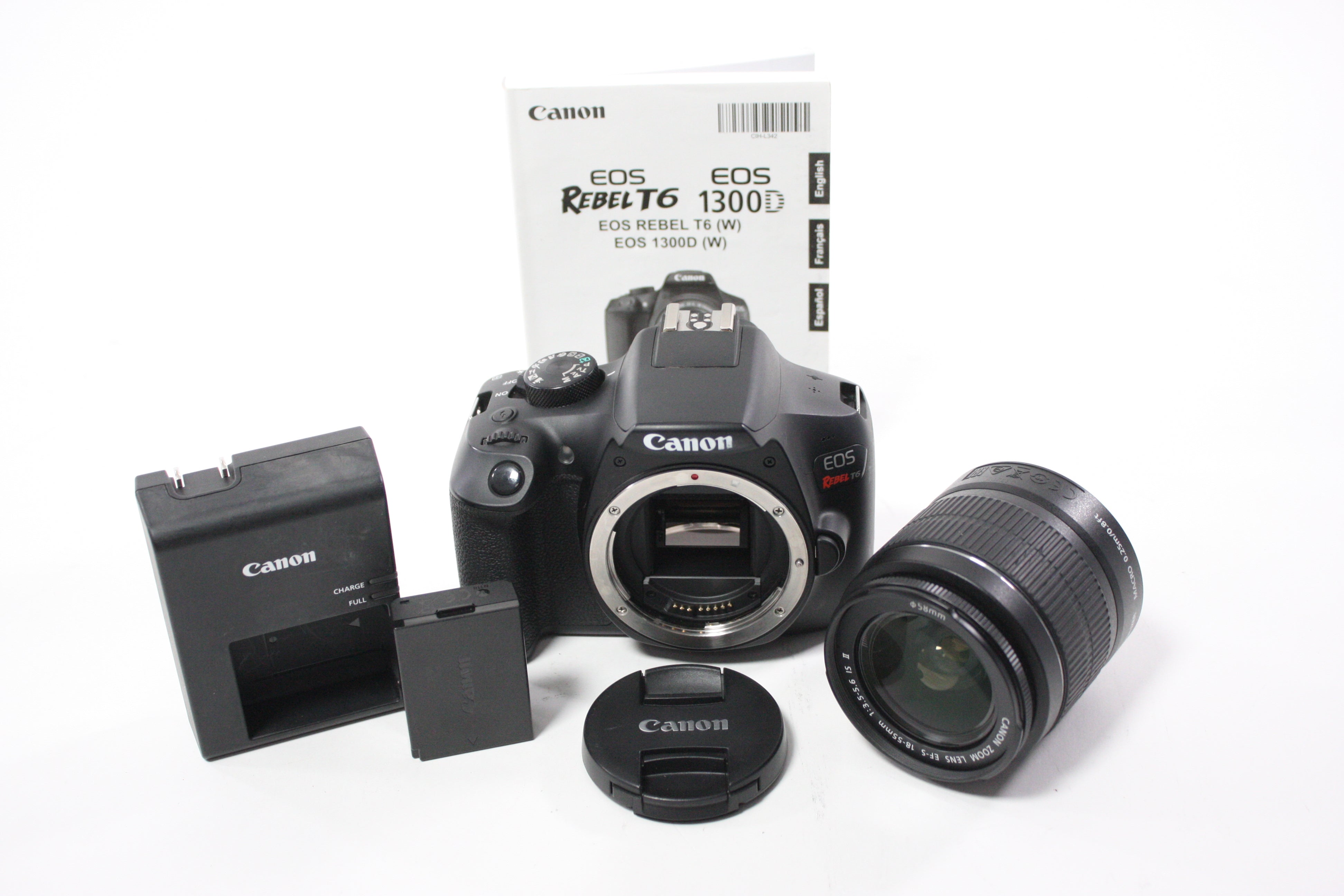 Canon EOS Rebel T6 DSLR Camera with 18-55mm f/3.5-5.6 IS II EF-S Lens With Shutter Count  2,368