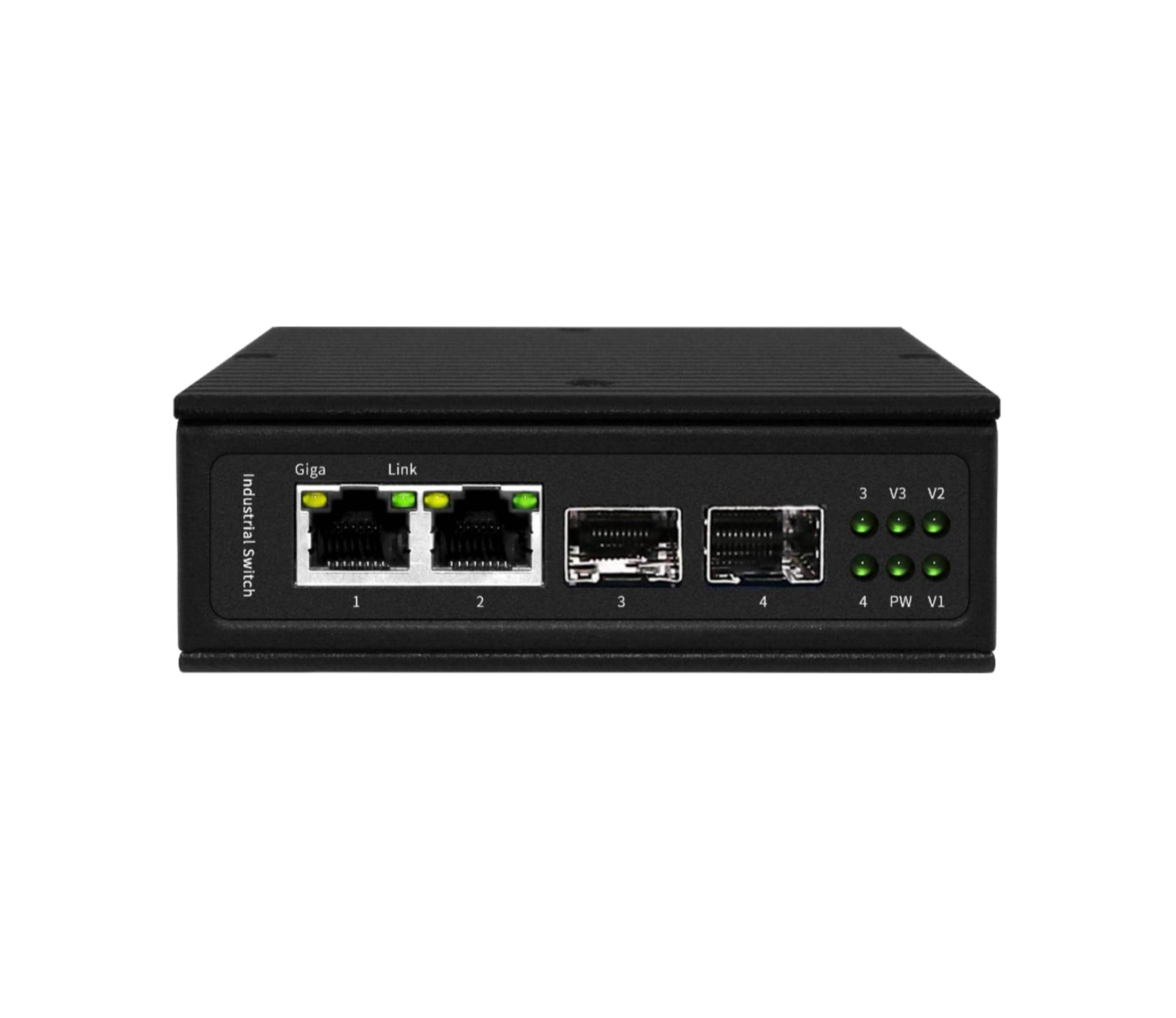Industrial 2 x 10/100/1000Base-T RJ45 to 2 x 100/1000/2500Base-X SFP Slot Gigabit Ethernet Media Converter