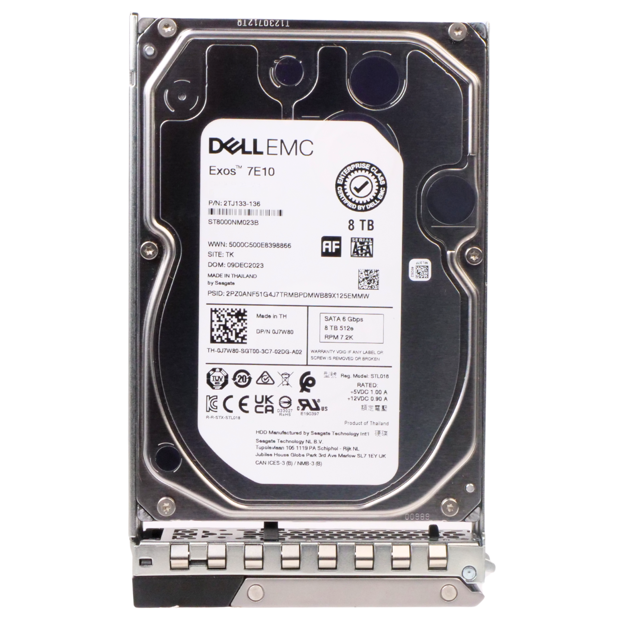 Dell G14 400-ATKV 8TB 7.2K RPM SATA 6Gb/s 512e 256MB 3.5in Recertified HDD