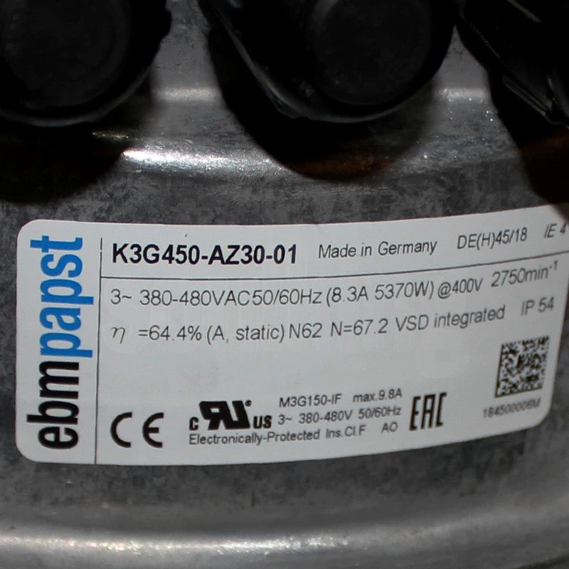 ebmpapst K3G450-AZ30-01 5.37kW 3/380-480V 8.3A 2750rpm Centrifugal Cooling Fan