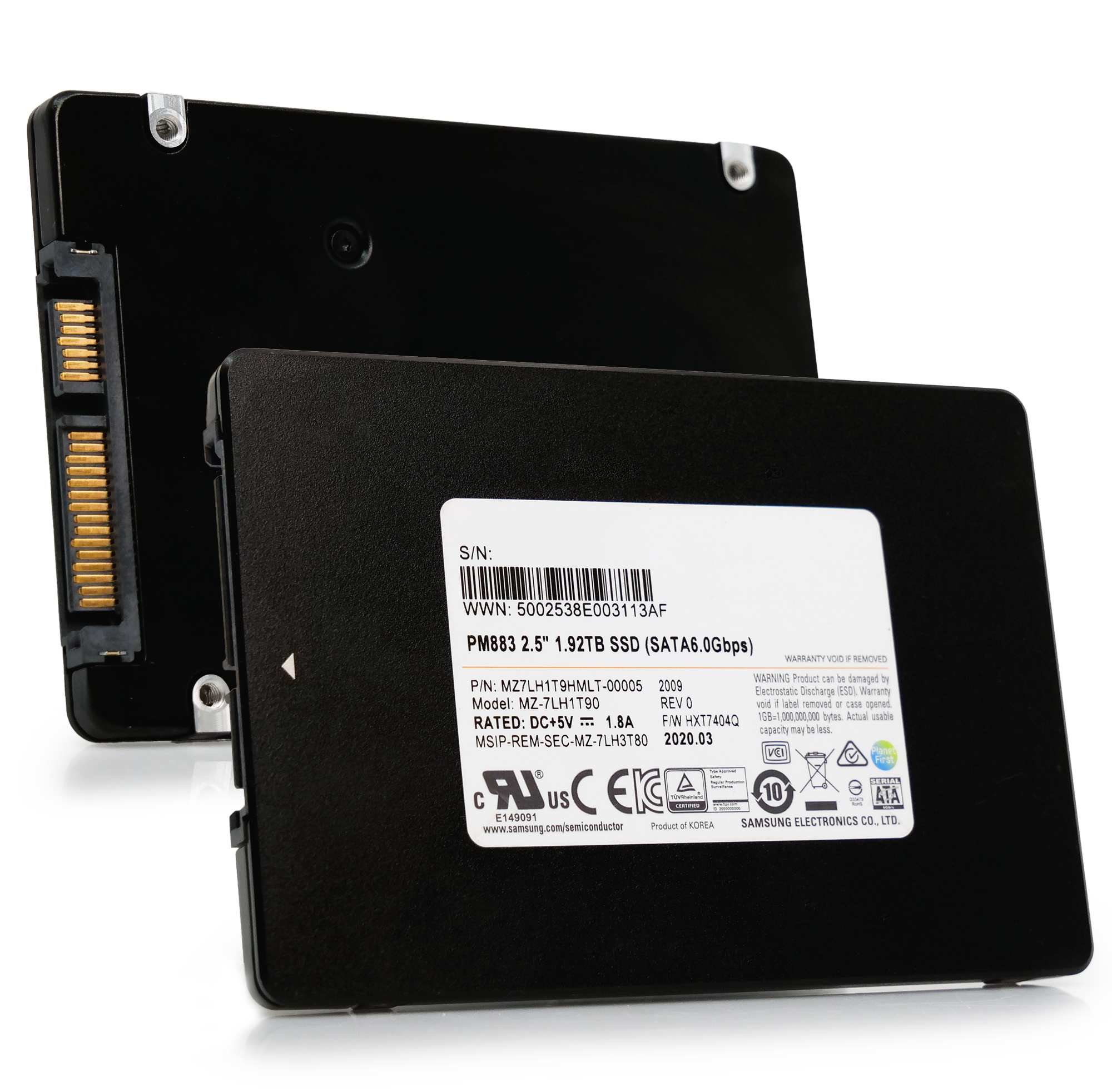 Samsung PM883 MZ7LH1T9HMLT 1.92TB 1.3 DWPD SATA 6Gb/s V-NAND TLC 2.5in Refurbished SSD