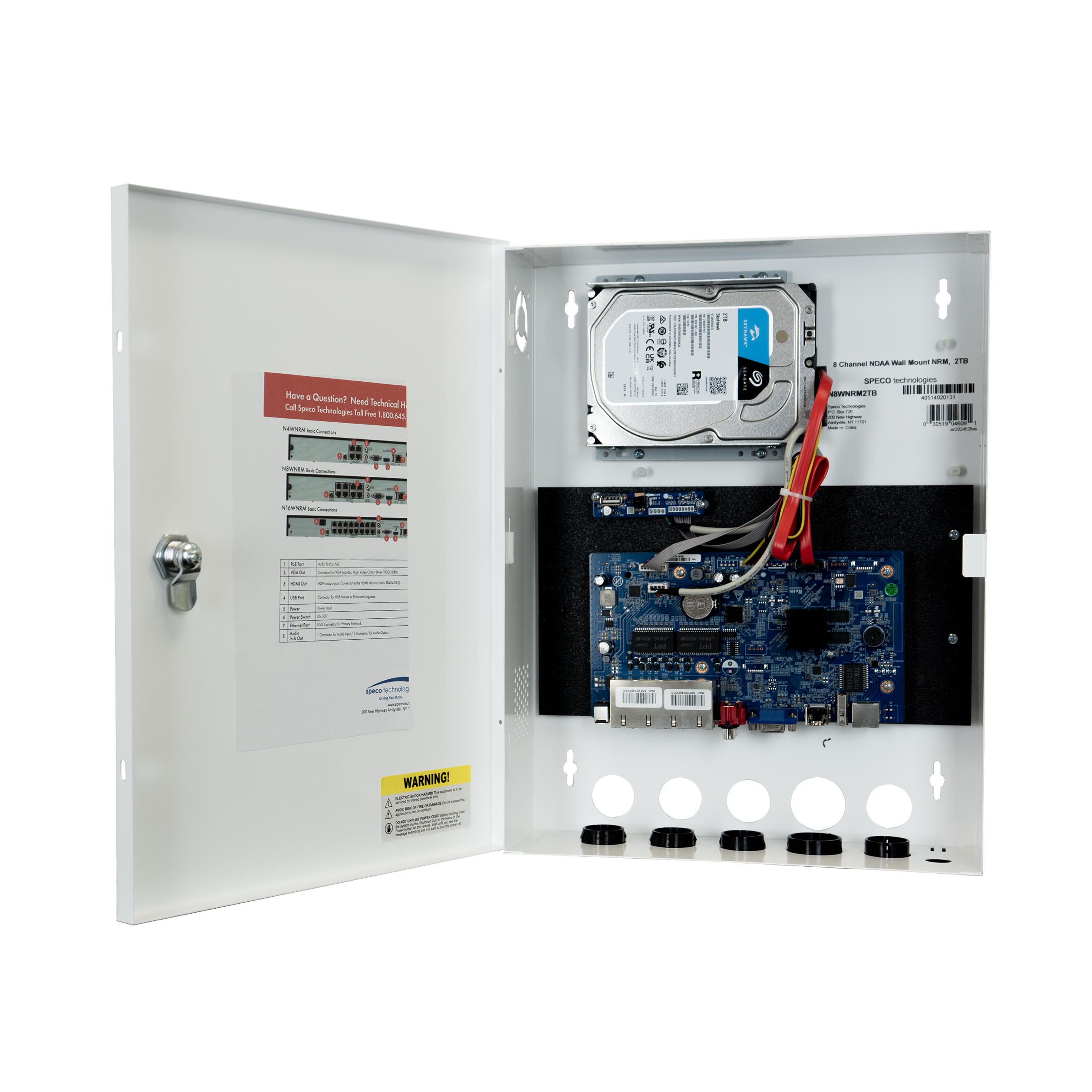 Speco Technologies N16WNRM2TB 16 Channel NDAA Wall Mount NRM,  2TB