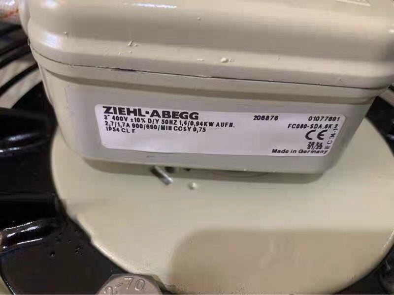 FC080-SDA.6K.2 ZIEHL-ABEGG Axial Fan 3~400 V 1.4/0.95 kW 2.7/1.7 A 900/690rpm