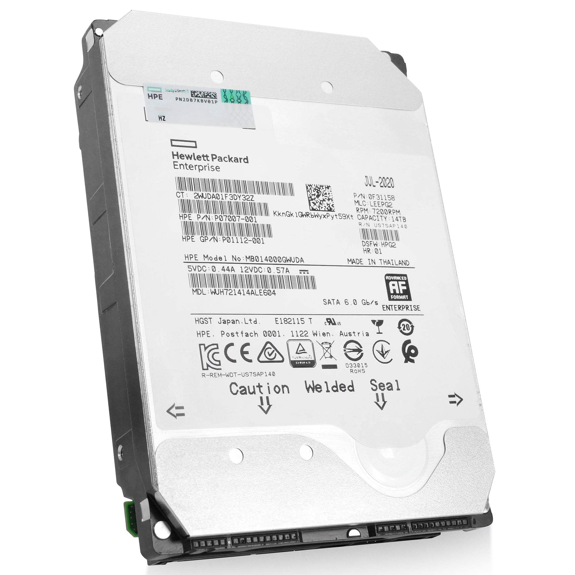HP/Western Digital Ultrastar DC HC530 WUH721414ALE604 0F31158 14TB 7.2K RPM SATA 6Gb/s 512e 3.5in Refurbished HDD