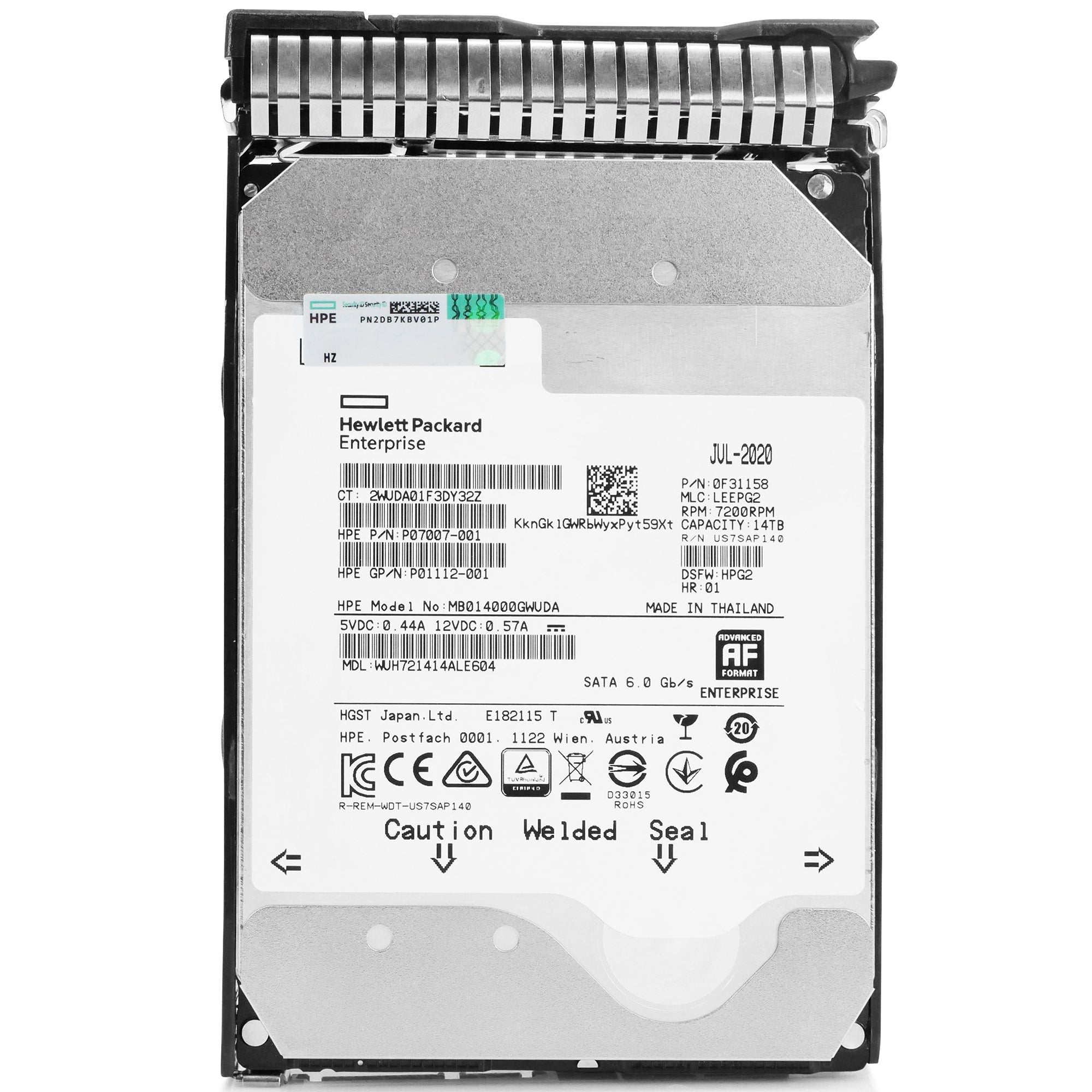 HP Generation 8 MB014000GWUDA P07007-001 14TB 7.2K RPM SATA 6Gb/s 512e 3.5in Recertified Hard Drive