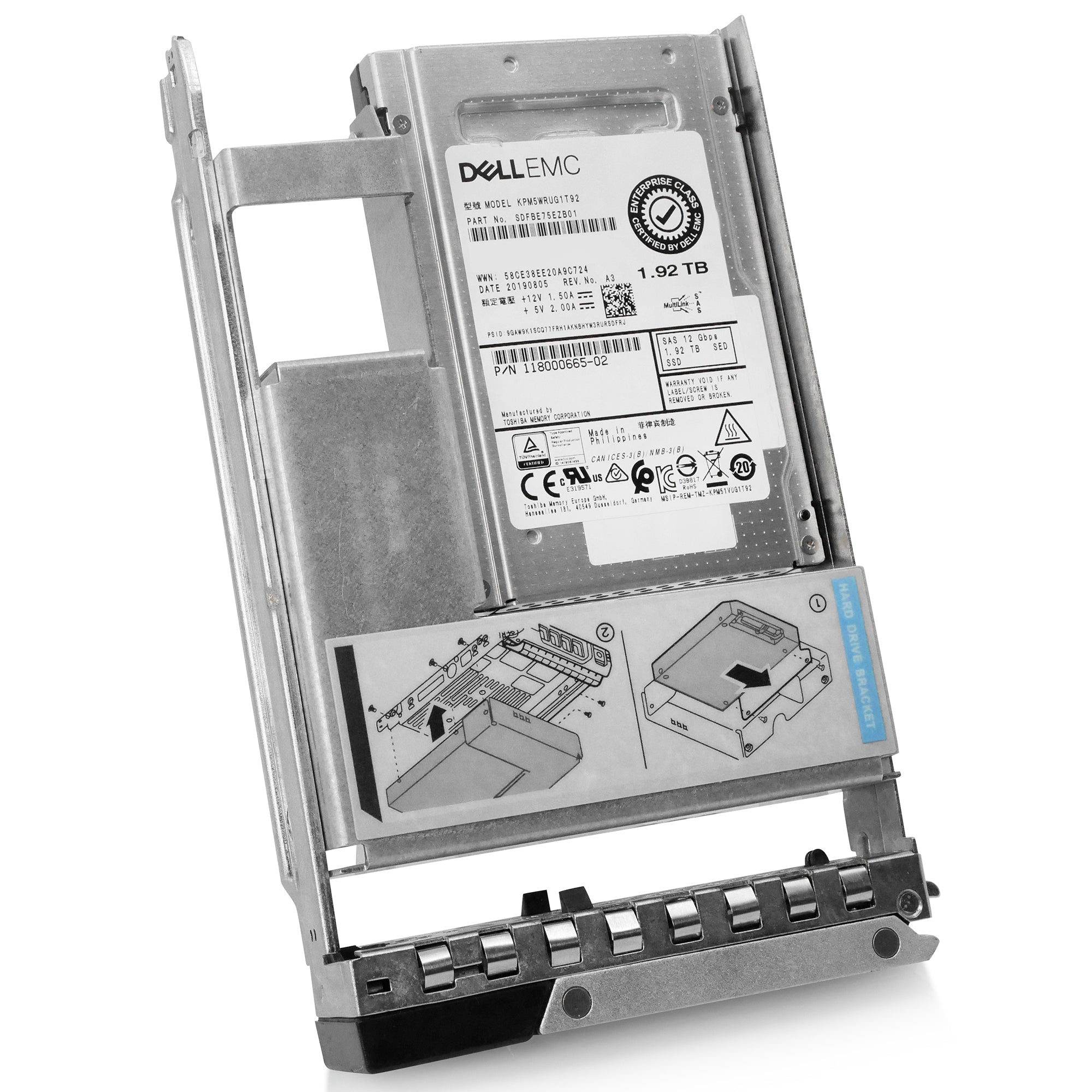 Dell G14 118000665-02 1.92TB 1 DWPD SAS 12Gb/s 3D TLC Hybrid 3.5in Refurbished SSD