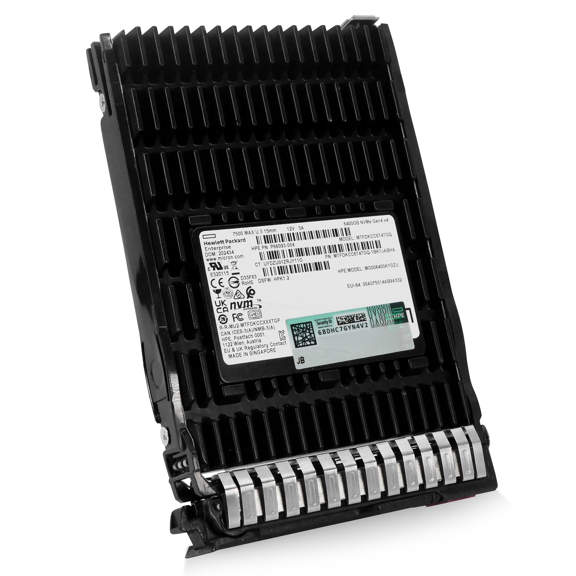 HP Generation 8 P66093-004 6.4TB 3 DWPD PCIe Gen 4.0 x4 8GB/s 3D TLC U.3 NVMe 2.5in Recertified Solid State Drive
