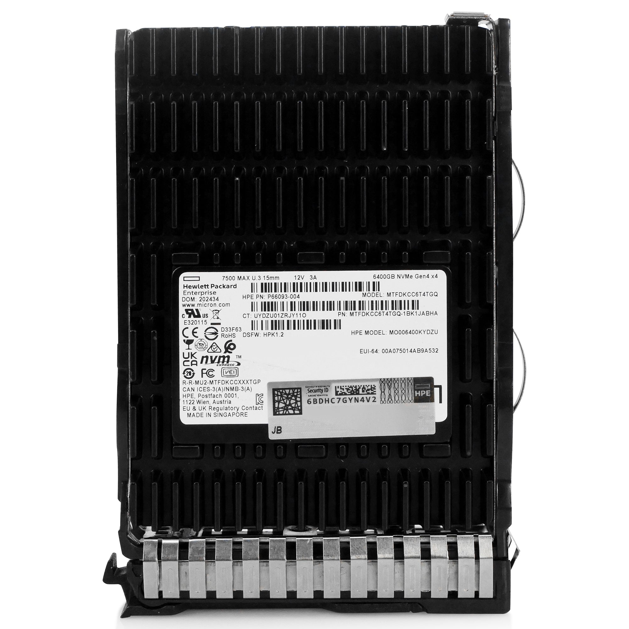 HP Generation 8 P66093-004 6.4TB 3 DWPD PCIe Gen 4.0 x4 8GB/s 3D TLC U.3 NVMe 2.5in Refurbished SSD