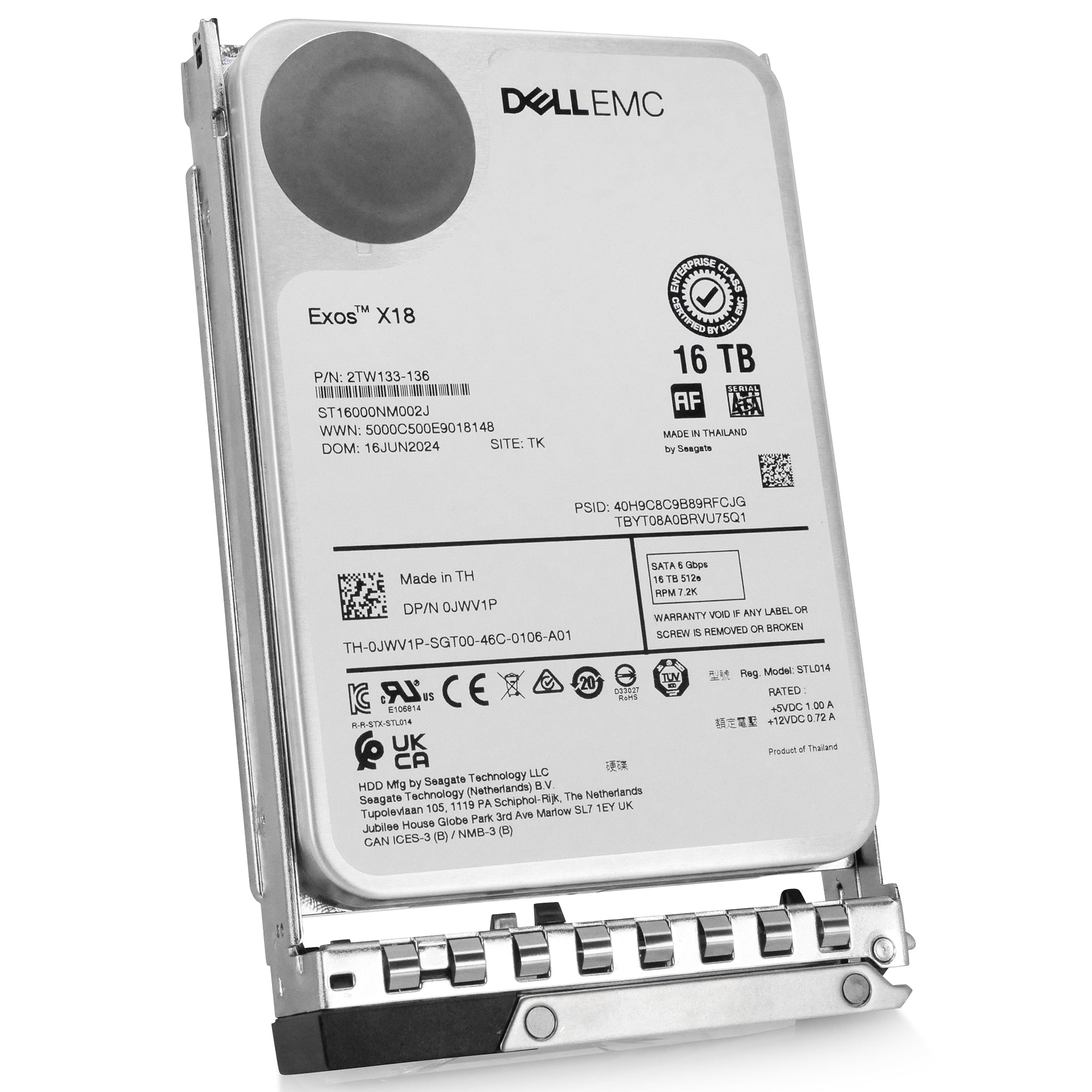 Dell G14 039XRY 16TB 7.2K RPM SATA 6Gb/s 512e 3.5in Hard Drive