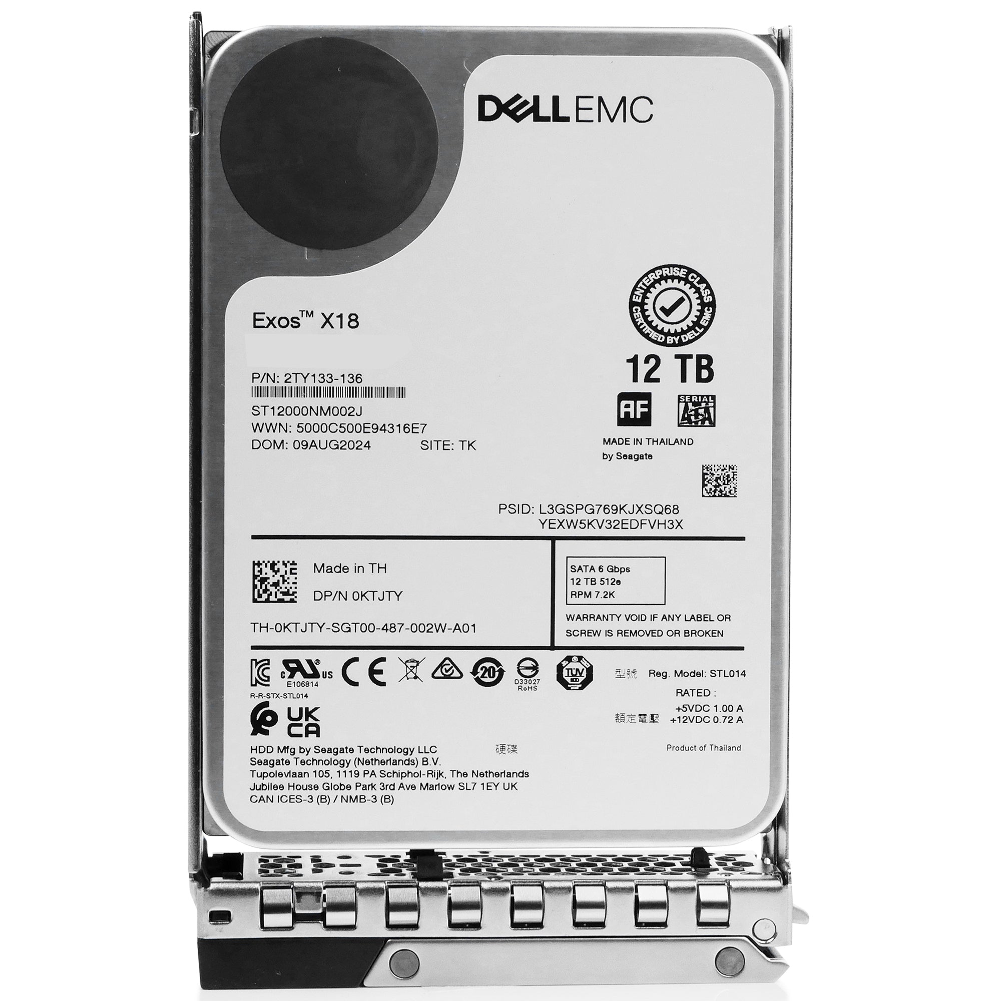 Dell G14 KRYDV 12TB 7.2K RPM SATA 6Gb/s 512e 256MB 3.5in HDD
