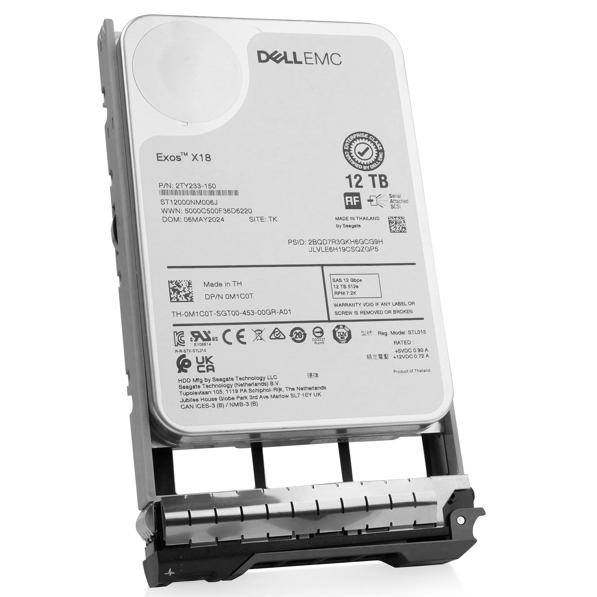 Dell G13 0M1C0T 12TB 7.2K RPM SAS 12Gb/s 512e 3.5in Refurbished HDD