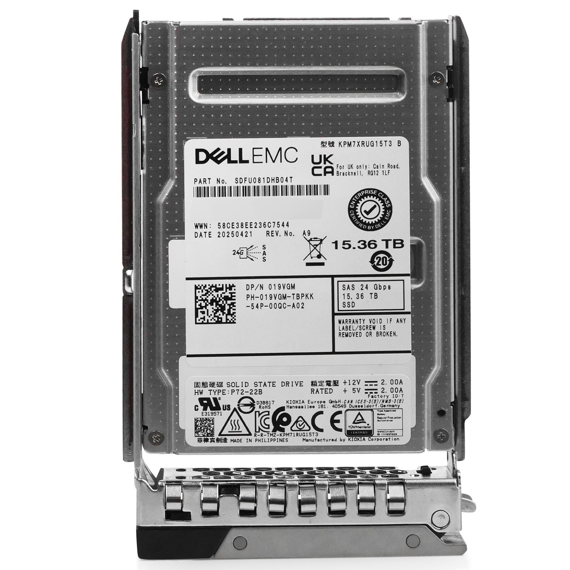 Dell G14 0JNGGR 15.36TB 1 DWPD SAS-4 24Gb/s Read Intensive 3D TLC 2.5in Solid State Drive