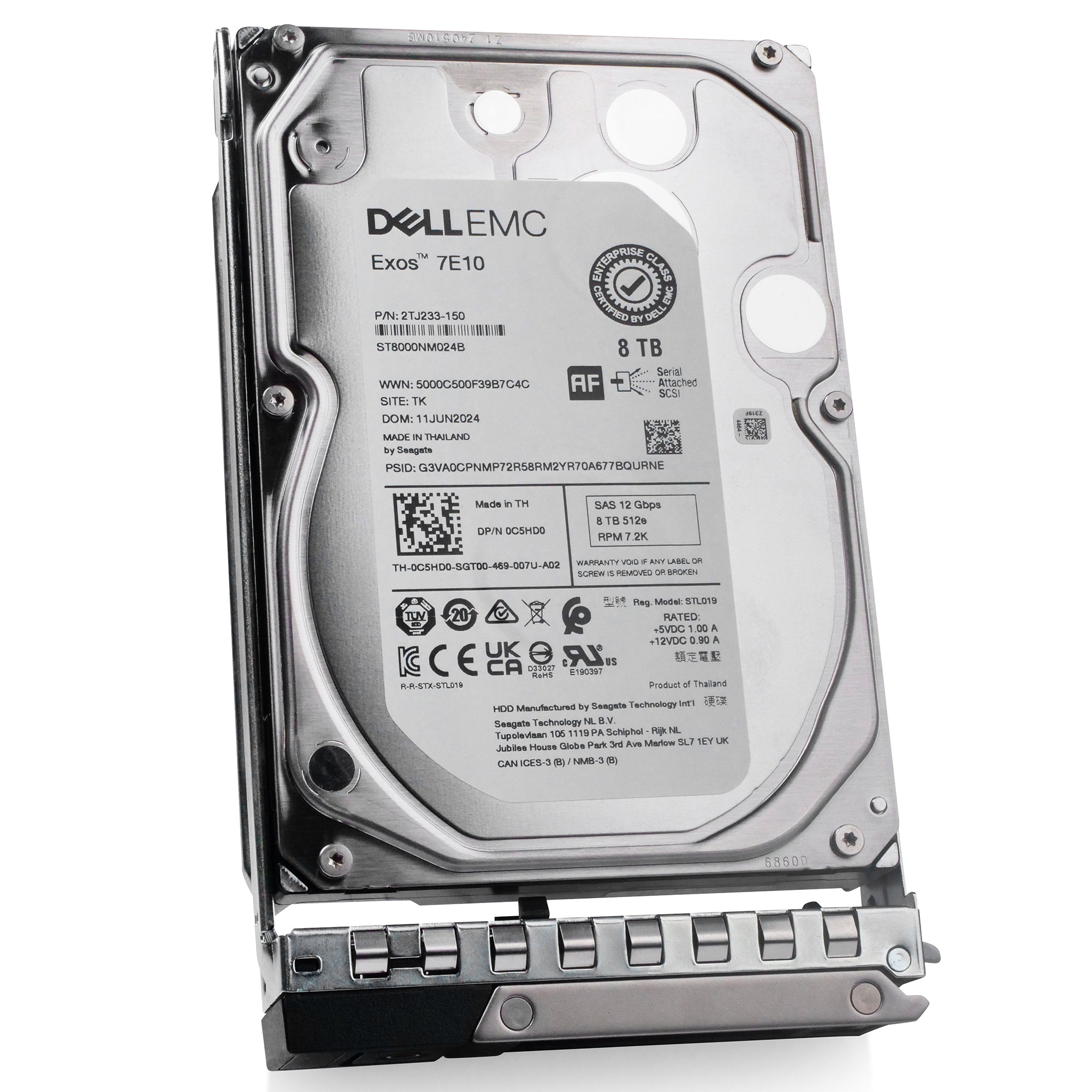 Dell G14 0W8H02 8TB 7.2K RPM SAS 12Gb/s 512e 3.5in Hard Drive