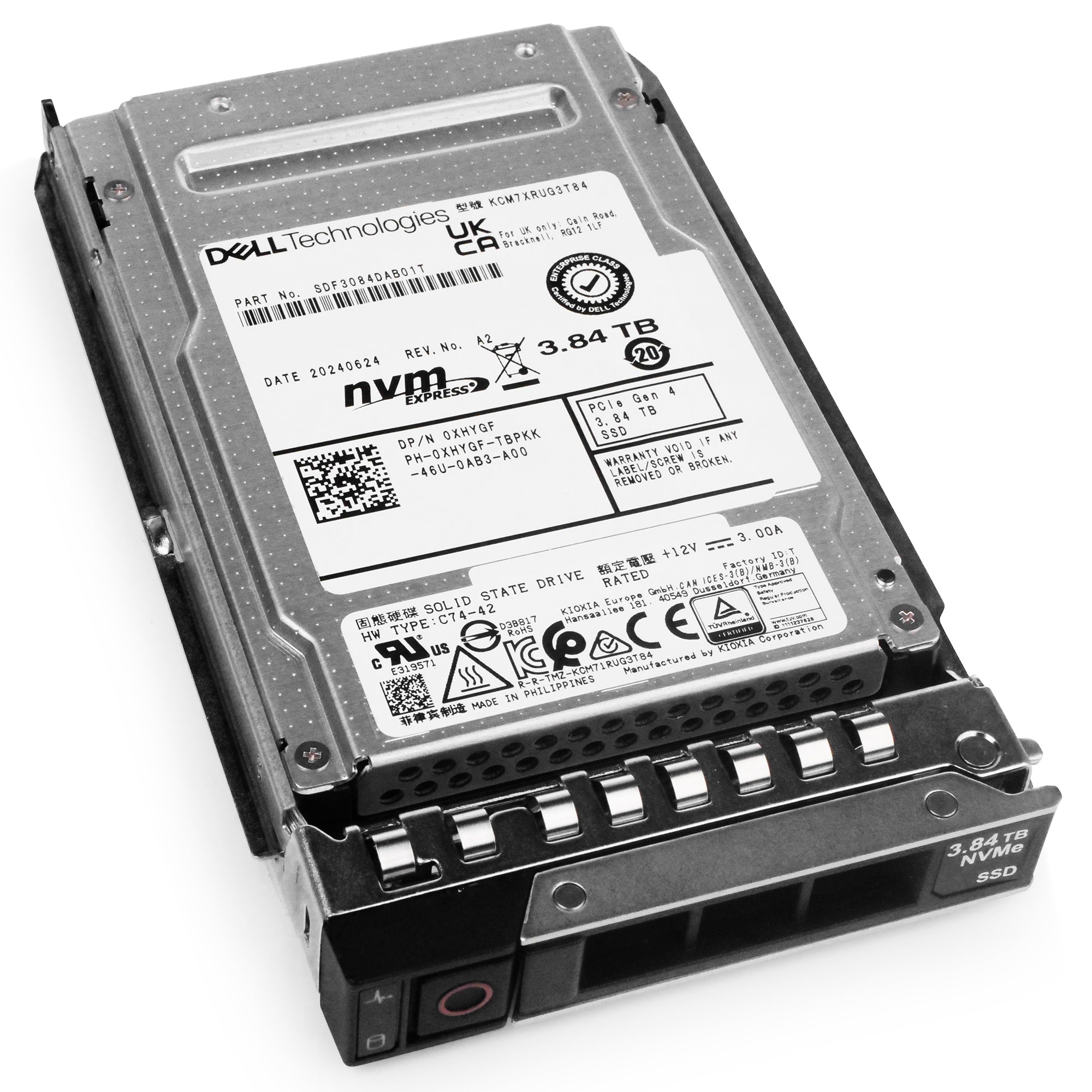 Dell G14 0PHGPH 3.84TB 1 DWPD PCIe Gen 4.0 x4 8GB/s Read-Intensive 3D TLC U.2 NVMe 2.5in Solid State Drive
