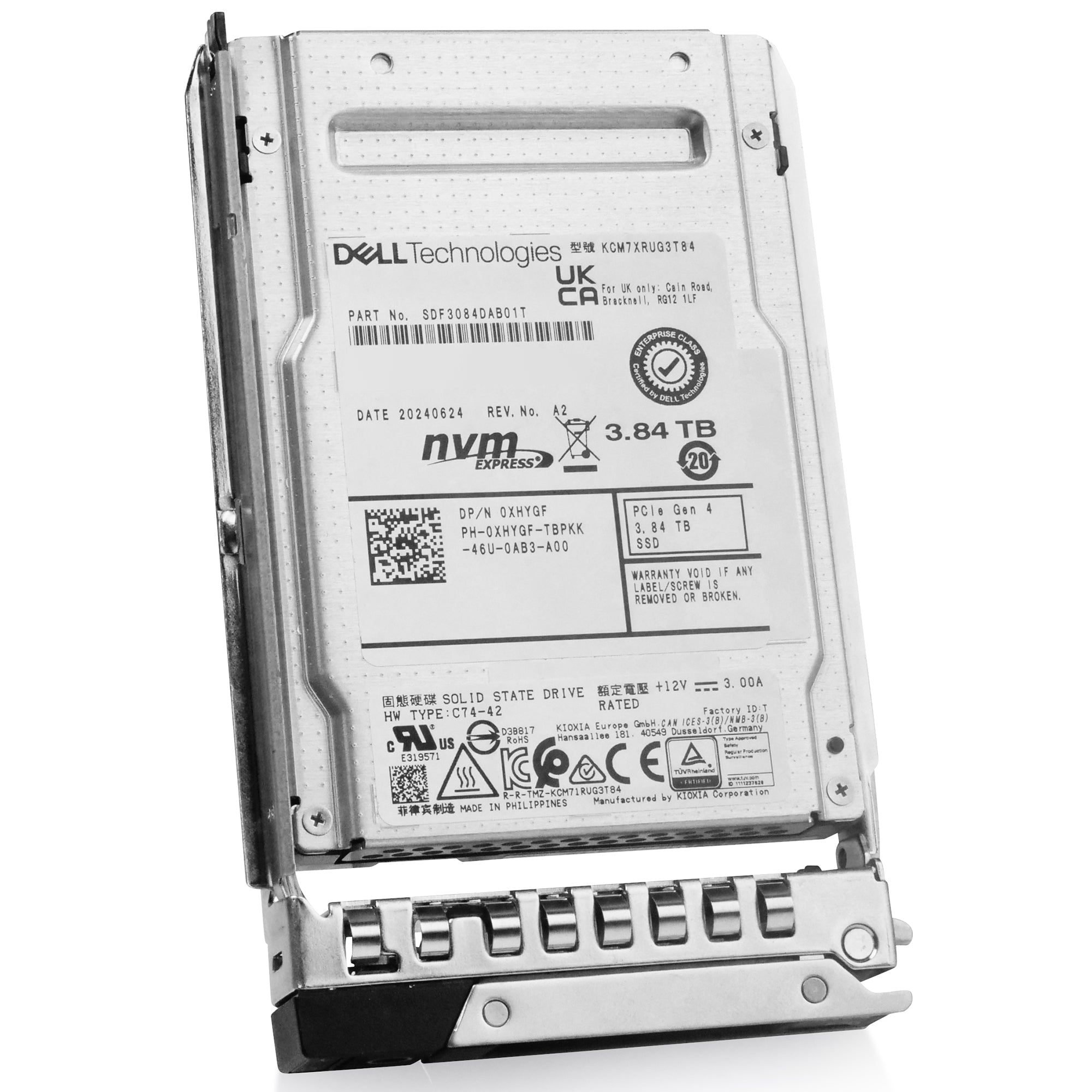 Dell G14 400-BFEK 3.84TB 1 DWPD PCIe Gen 4.0 x4 8GB/s Read-Intensive 3D TLC U.2 NVMe 2.5in Solid State Drive