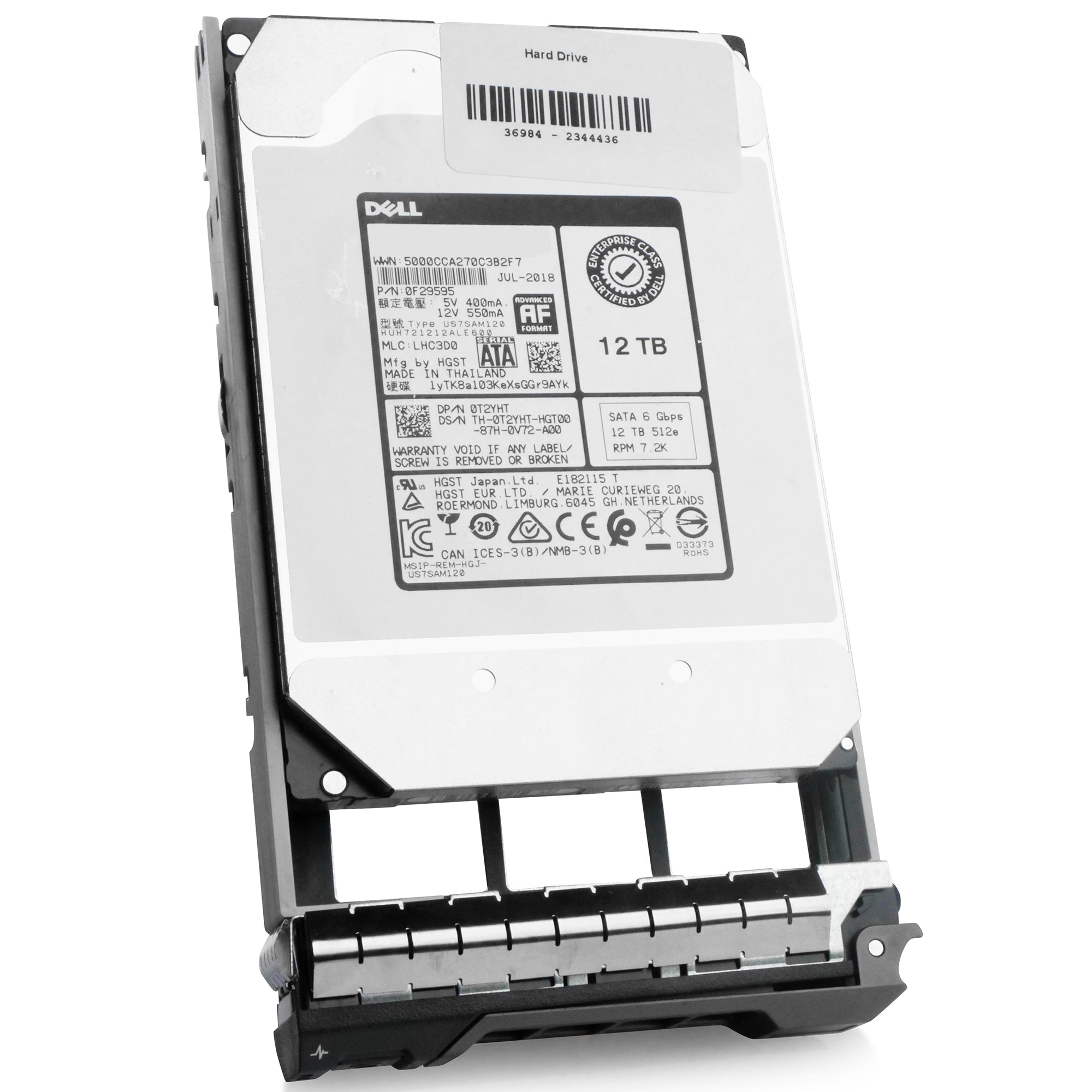 Dell G13 CT4G8 12TB 7.2K RPM SATA 6Gb/s 512e 3.5in Refurbished HDD
