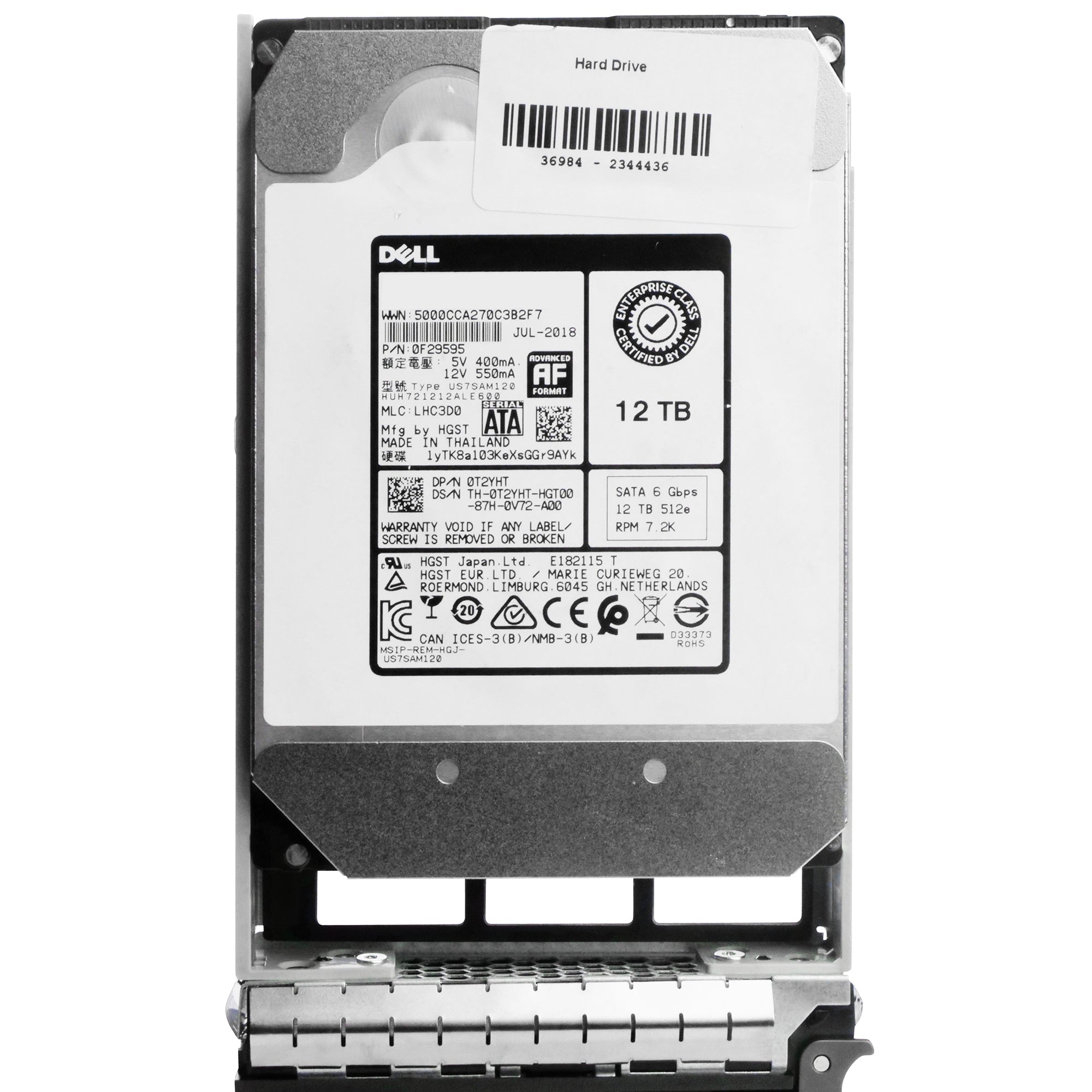 Dell G13 400-AYSS 12TB 7.2K RPM SATA 6Gb/s 512e 3.5in Refurbished HDD