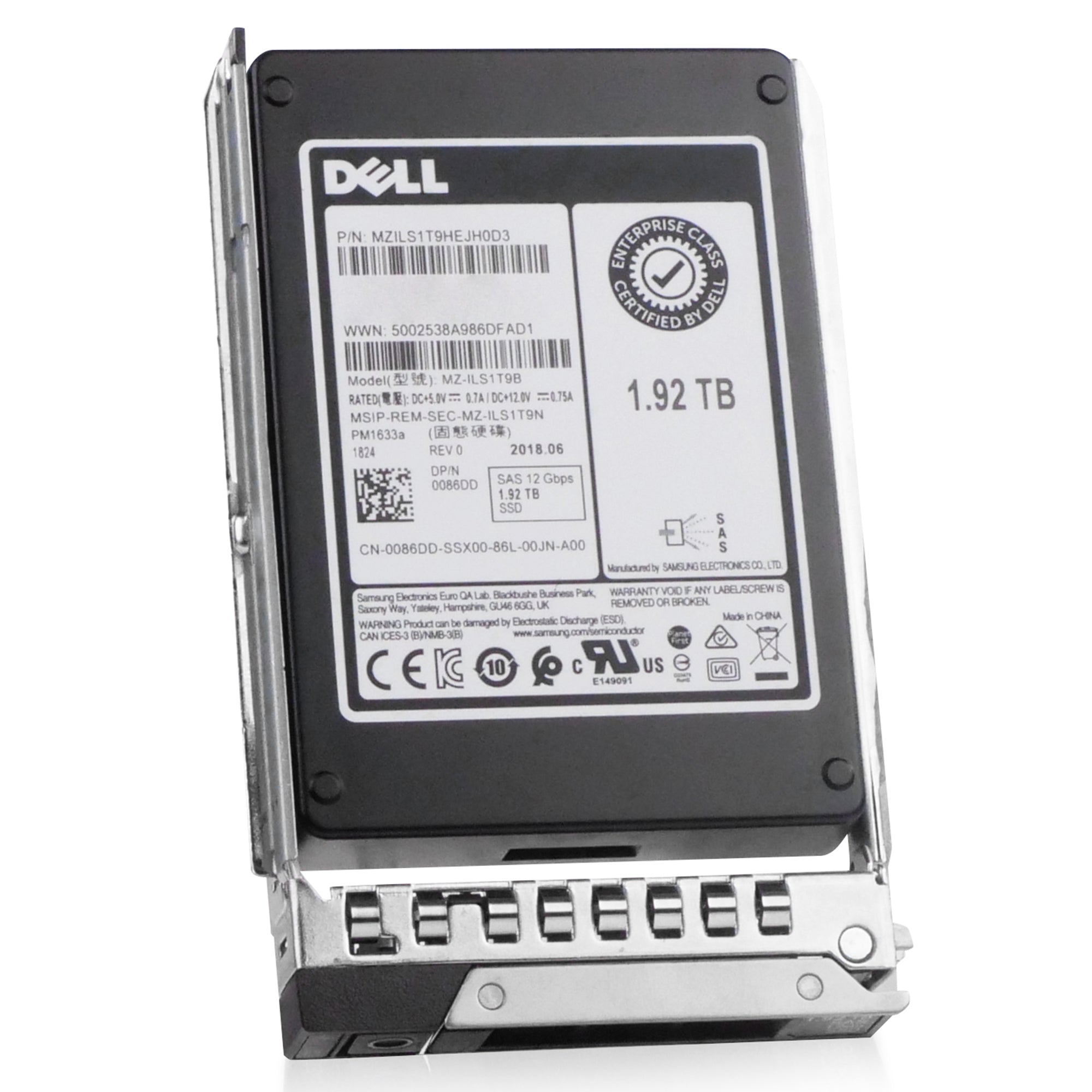 Dell G14 400-BJJP 1.92TB 1 DWPD SAS 12Gb/s 3D TLC V-NAND 2.5in Refurbished SSD