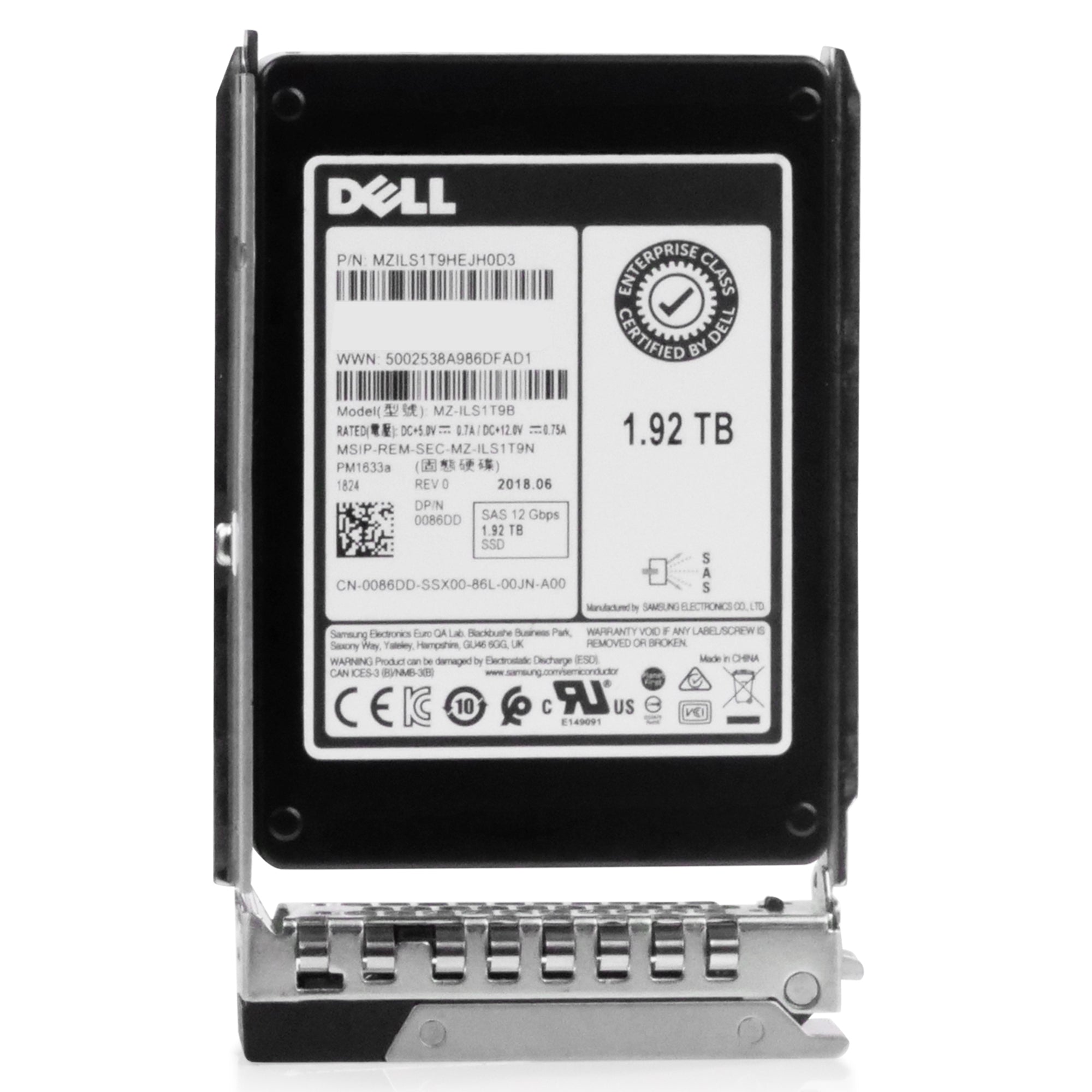 Dell G14 3RC0C 1.92TB 1 DWPD SAS 12Gb/s 3D TLC V-NAND 2.5in Refurbished SSD