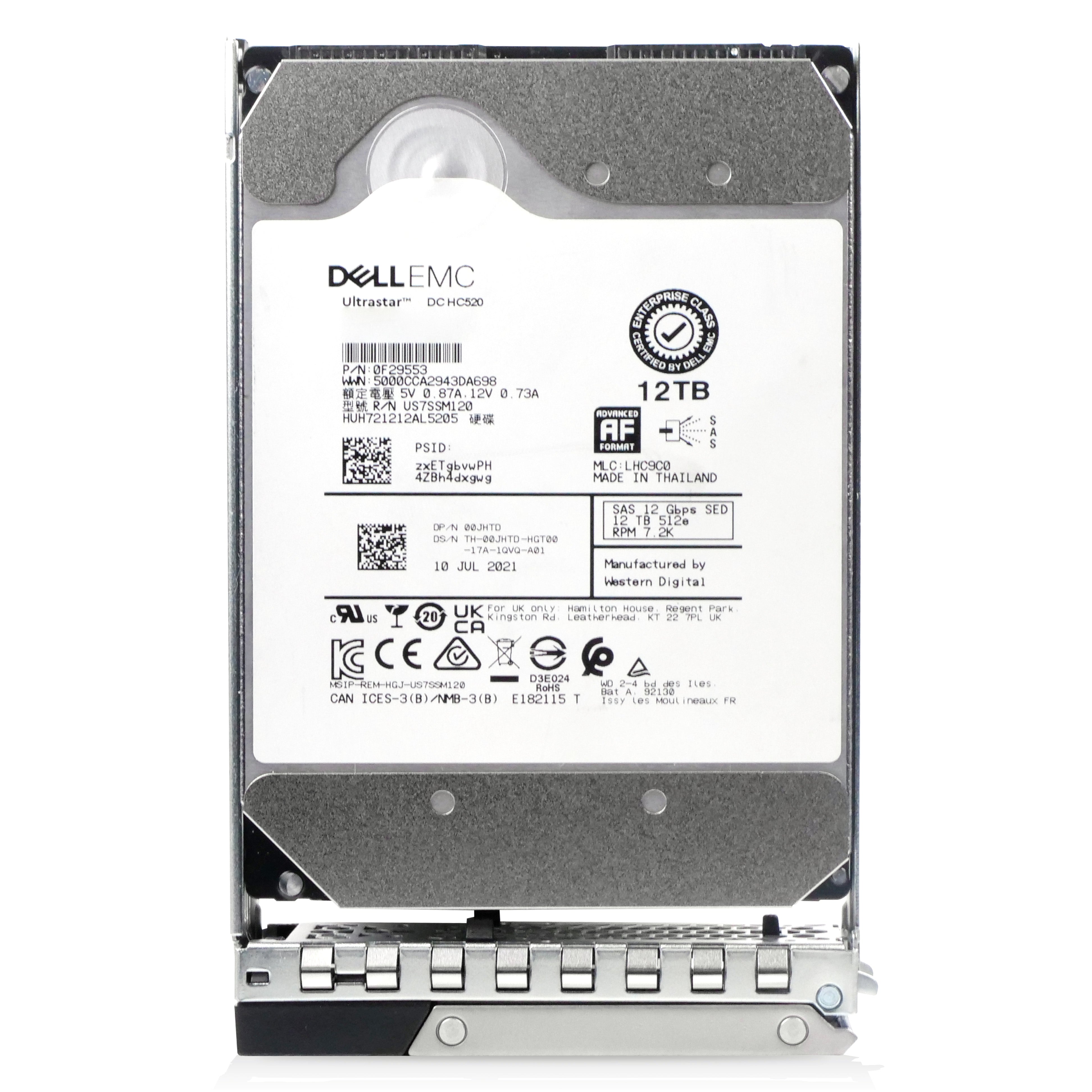 Dell G14 400-AXLJ 12TB 7.2K RPM SAS 12Gb/s 512e 256MB 3.5in Refurbished HDD