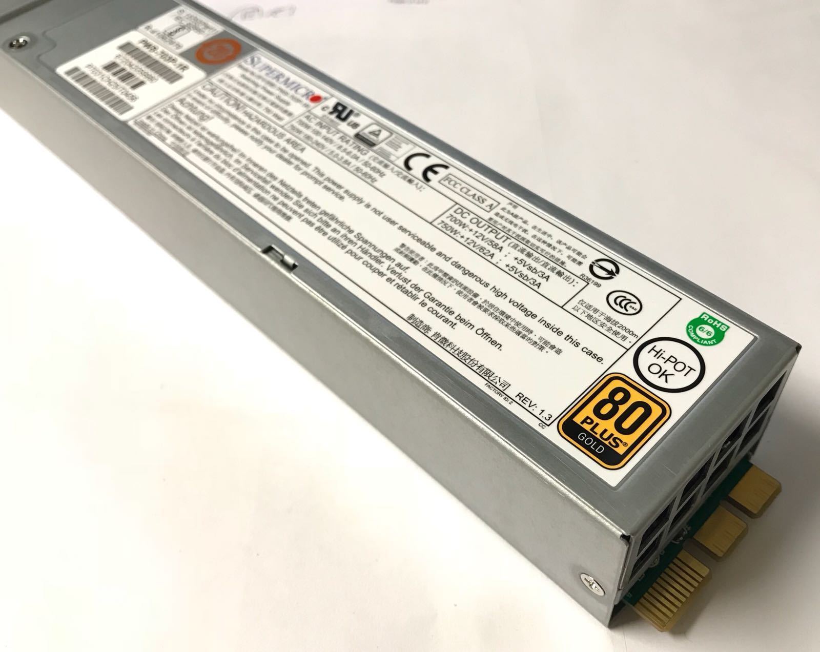 Supermicro 700W Hot-Swap for 1U Chassis SC819 SC119 80Plus Server Power Supply - PWS-703P-1R.