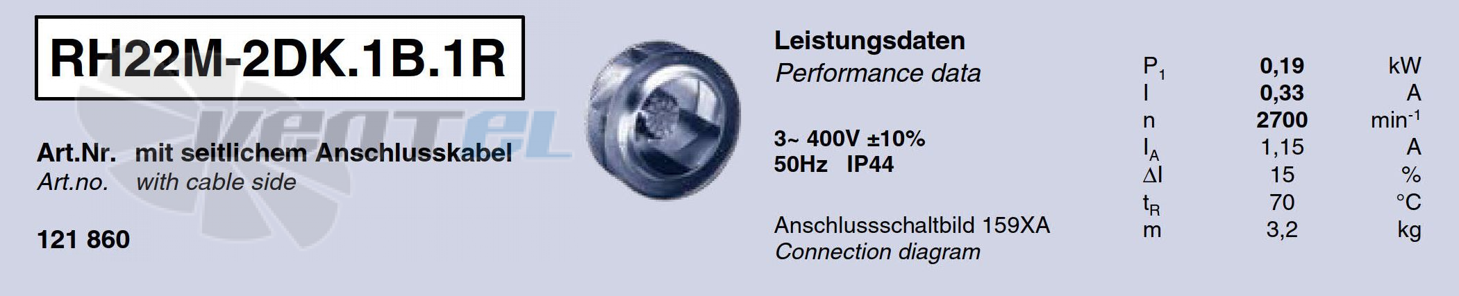 RH22M-2DK.1B.1R ZIEHL-ABEGG centrifugal fan  3-400V 60HZ