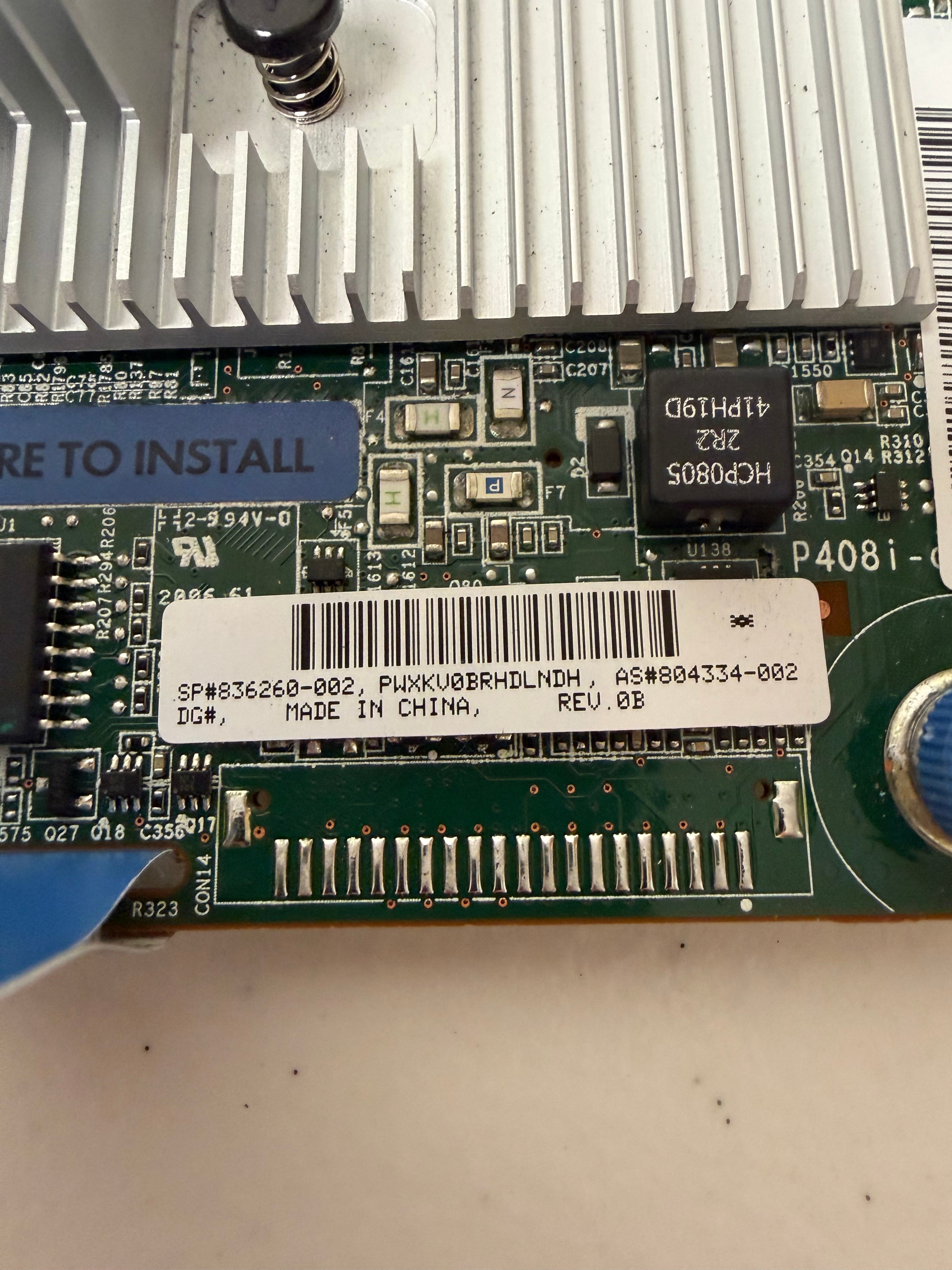 HPE 836260-002 - P408i-a SR Gen10 Controller Label Detail | Alo Tech Solutions
