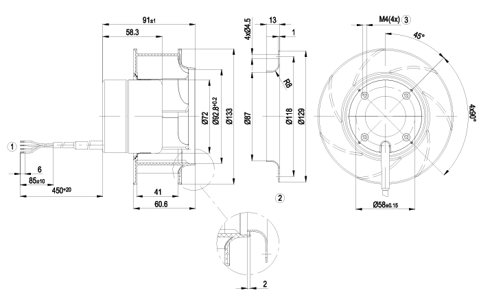 R1G133-AA65-36 Ebm-Papst FAN IMP MTRZD 133X91MM 48VDC