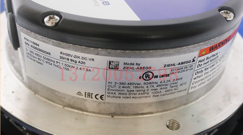 RH35V-ZIK.DC.VR ZIEHL-ABEGG centrifugal fan 3-380-400V | 1.25Kw 2500RPM 2.4-1.9A