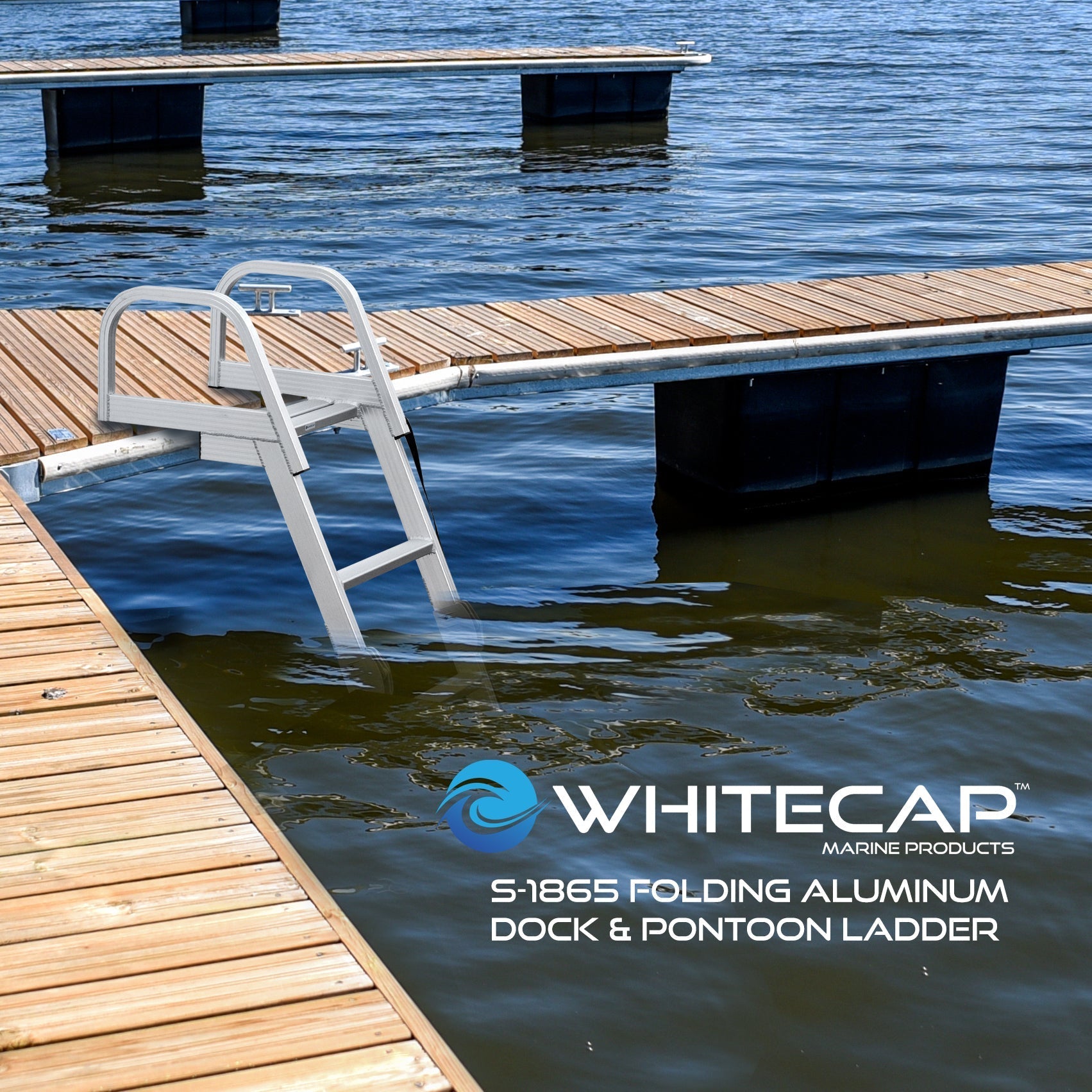 Whitecap S-1865 Aluminum Folding Pontoon Ladder - 4 Step