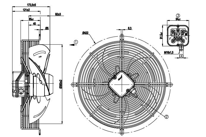 S4E350-AP06-43	ebmpapst Axial Fan