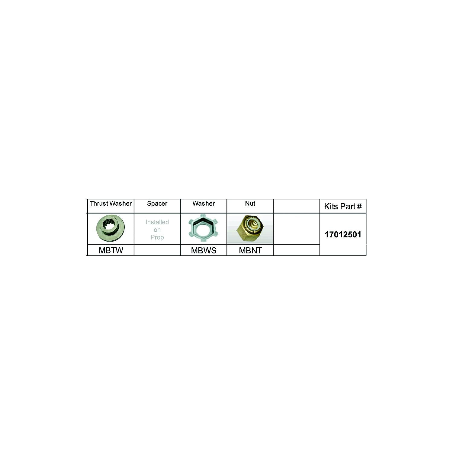 Solas Propeller 17012501 Solas Fixed Hub Prop Hardware Kit Mercury, Type B