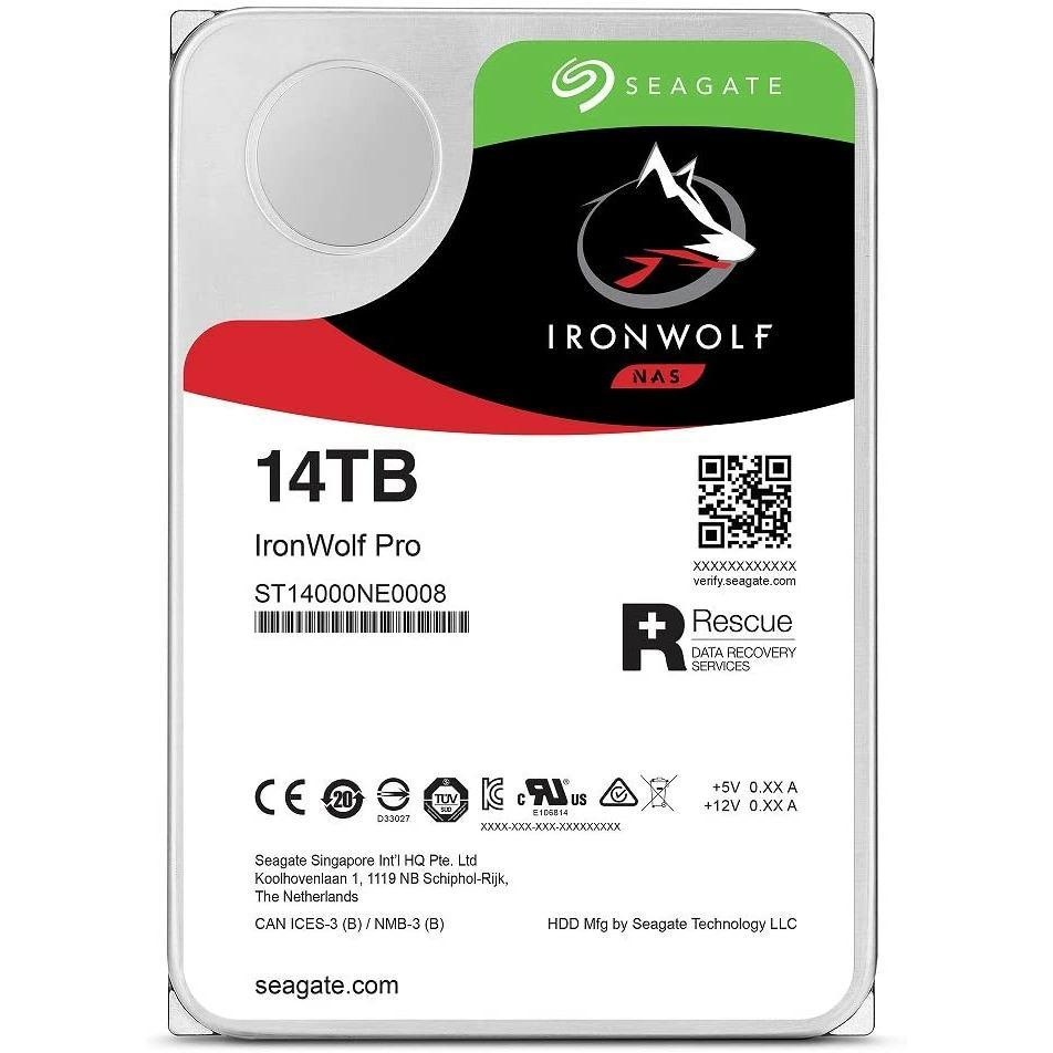 Seagate IronWolf Pro 14 TB NAS RAID Internal Hard Drive - 7,200 RPM SATA 6 Gb/s 3.5-inch (ST14000NE0008) - MFerraz Tecnologia