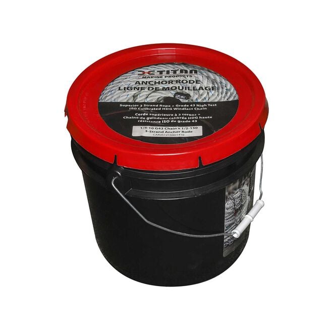 Titan Chain CAR3S91300H5120 Three Strand Anchor Rode, 9/16" x 200' Line, 5/16" x 20' Chain