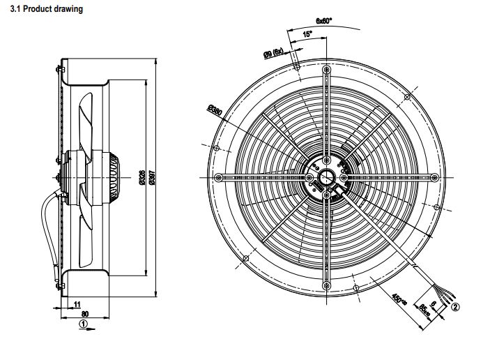 Ebmpapst  W2E300-CC47-02 AC Axial Fan 397mm Round 230VAC 200W